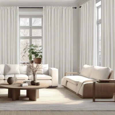 Natural Linen Blend Pinch Pleated Blackout Curtains For Bedroom - 2 Panels 100% Black Out Curtains 108 Inch Long For Living Room Darkening Thermal Win | Wayfair North America