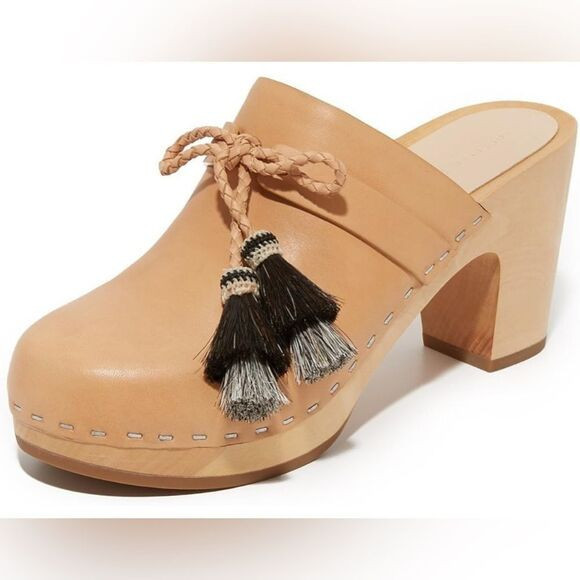 Loeffler Randall Roberta Leather Wooden Clogs Shoes with Tassels Sz. 9 | Poshmark