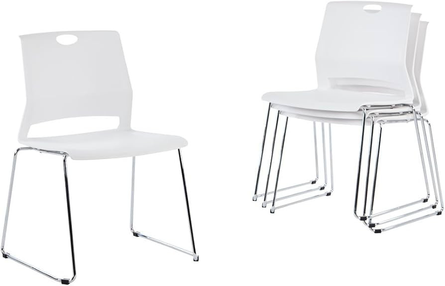 Sidanli White Plastic Stackable Chairs-(Set of 4) | Amazon (US)