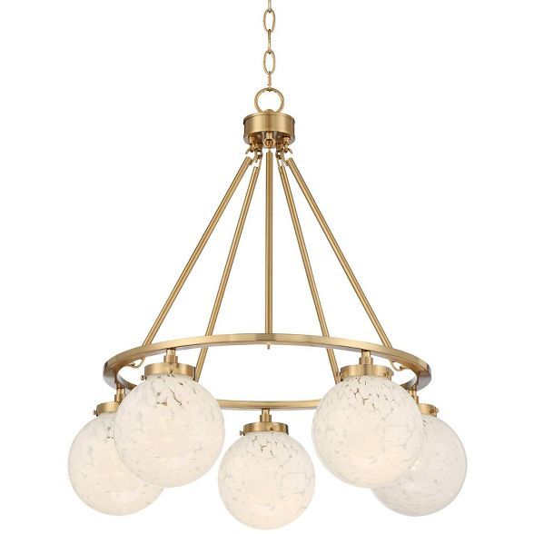Possini Euro Design Candida 28"W Warm Gold and Glass Globe 5-Light Chandelier | Target