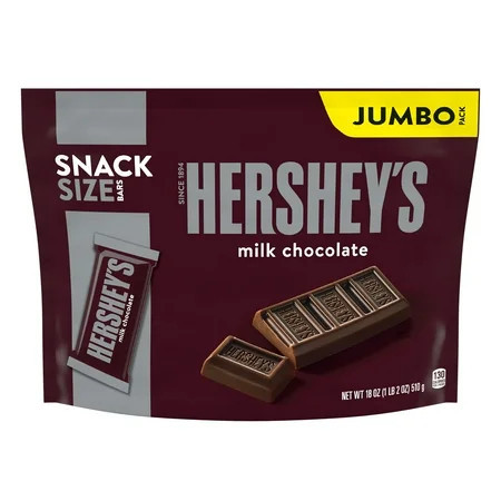 Hershey's Milk Chocolate Snack Size Candy, Jumbo Pack 18 oz | Walmart (US)