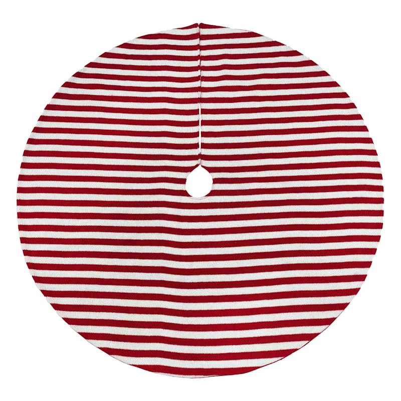 Homespun Holiday Red & White Striped Tree Skirt, 48" | At Home