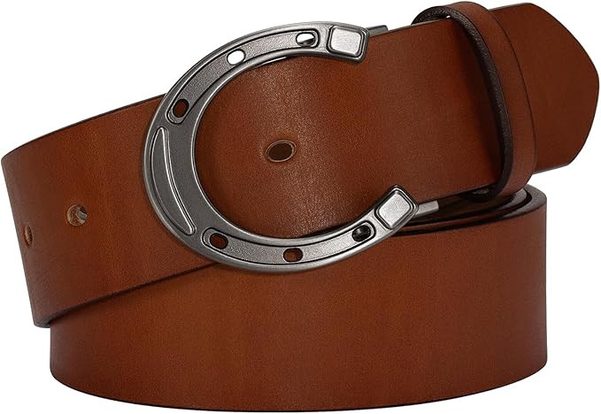 Western Belts for Women-Cowgirl 1.5" Leather Belt with Golden Silver Buckles | Amazon (US)