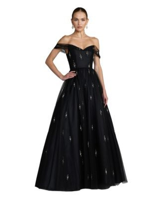 Women's Pearl Embellished Off The Shoulder Ball Gown | Macy's