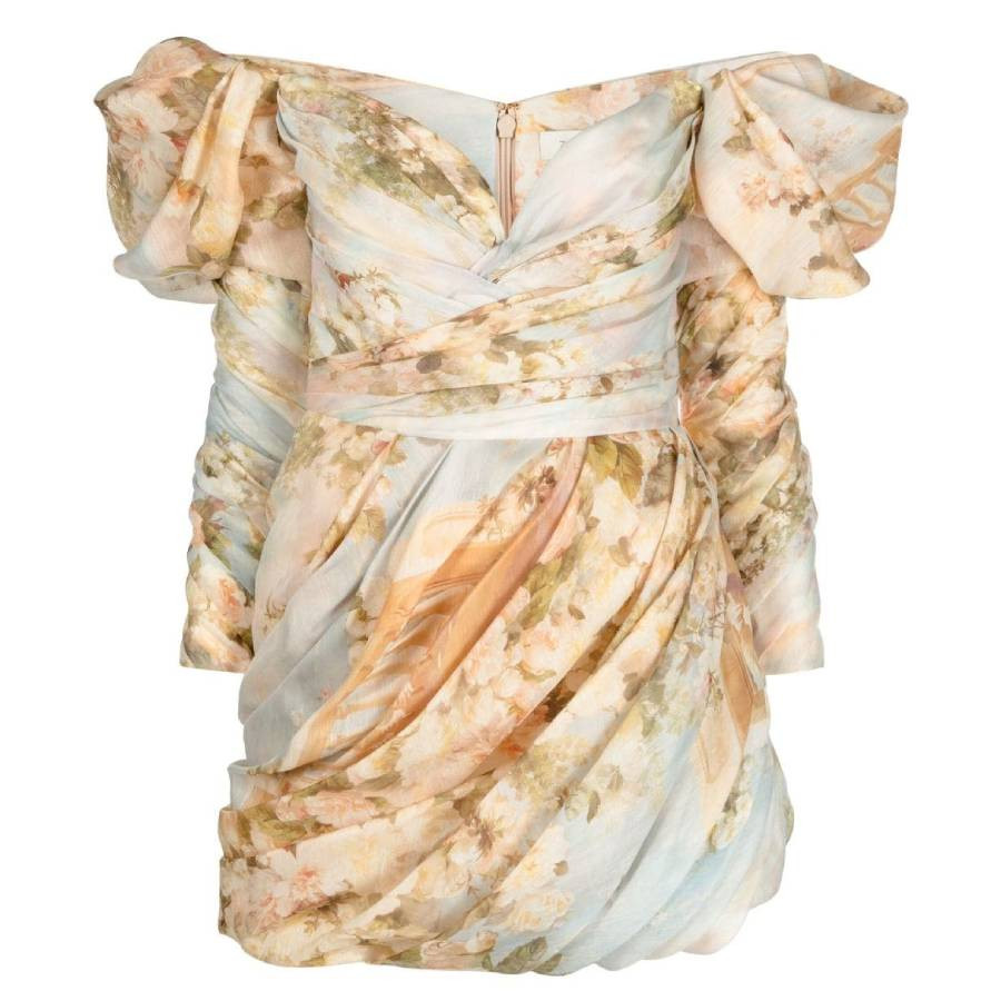 Zimmermann Ladies Ivory Garden Floral Luminosity Draped Minidress | Jomashop.com & JomaDeals.com