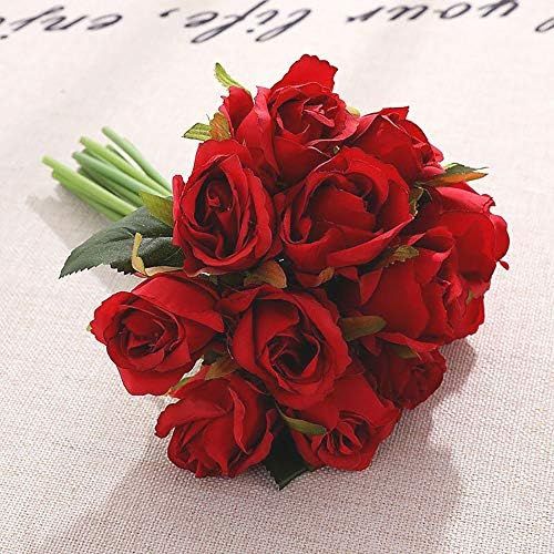 12pcs Artificial Roses Single Stem Fake Silk Flower Arrangement Bouquet Real Touch for Home Party We | Amazon (US)