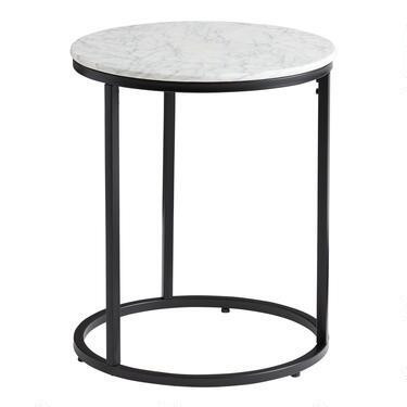 Milan Round White Marble and Metal Accent Table | World Market
