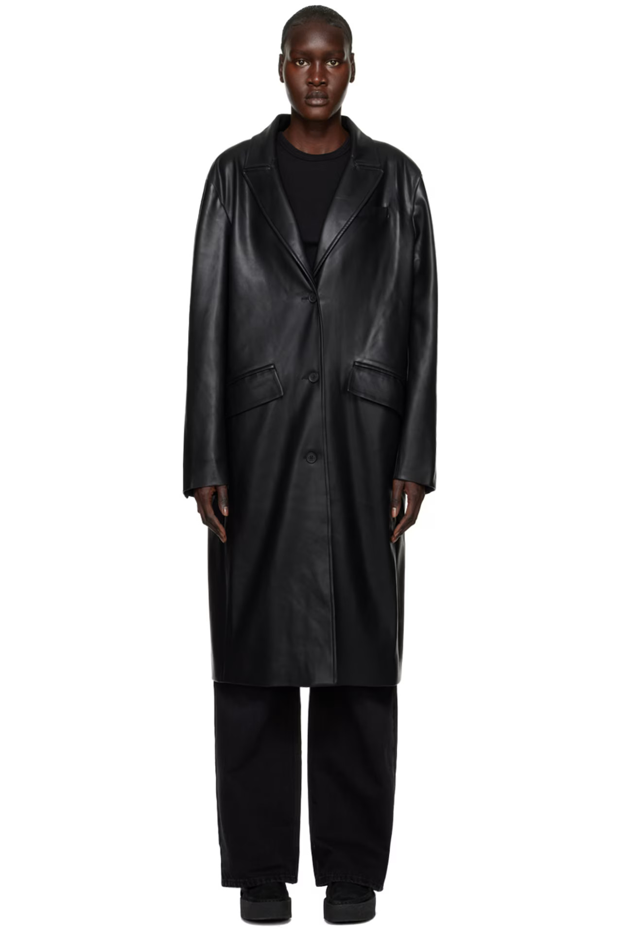 Ksubi - Black Zephyr Duster Faux-Leather Coat | SSENSE