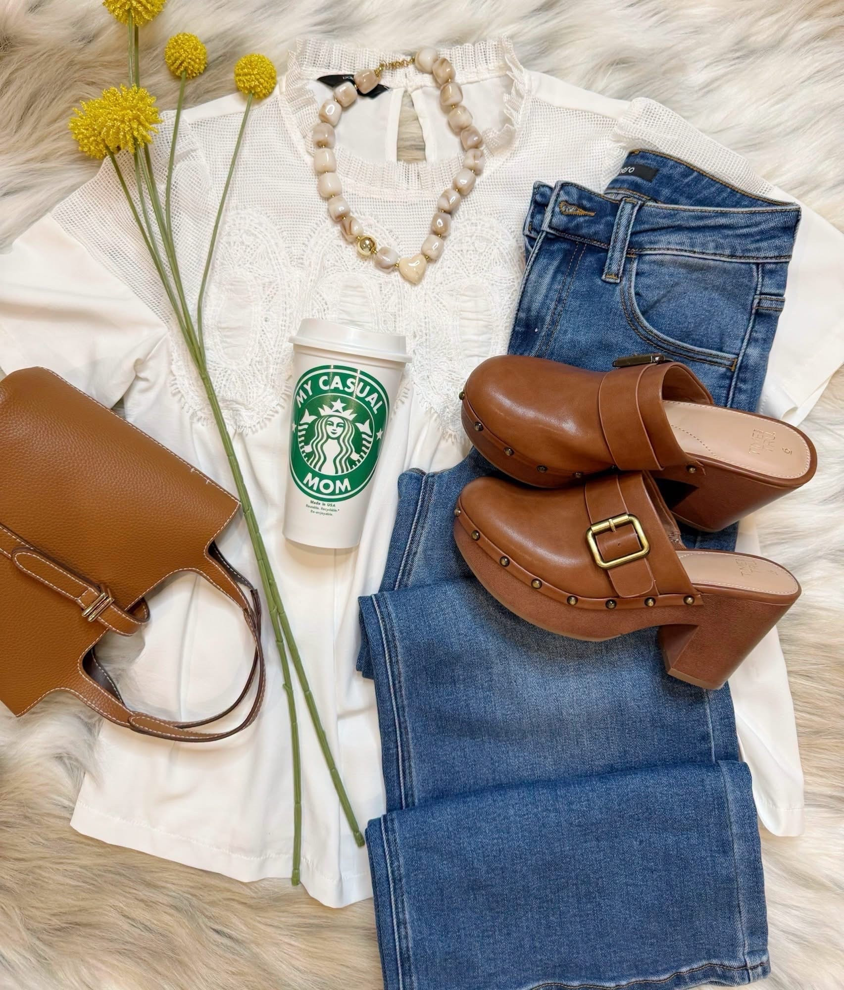 Good Morning! Happy #Flatlayfriday

Got plans for the weekend? We are just chillin! 

I just got this new blouse in and I’m so excited about it! Jeans are AMZ too! Stretchy! 

Dropping 🔗👇

#LTKootd #LTKSaleAlert #LTKSeasonal