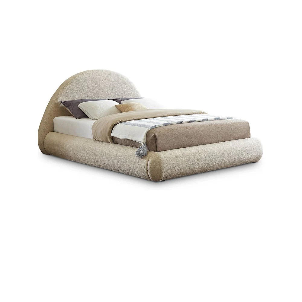 Meridian Rudy Beige Teddy Fabric Queen Bed | RUDYBEIGE-Q | Lowe's