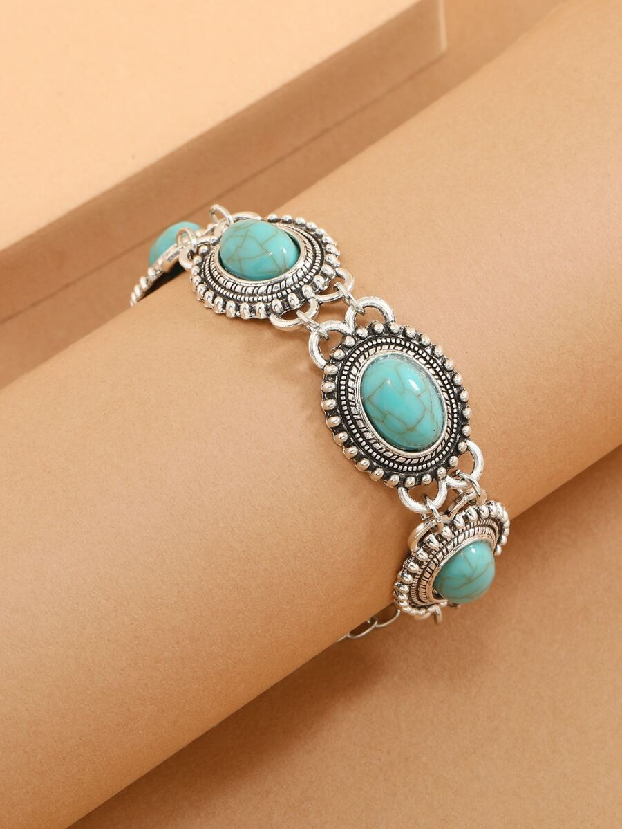 Turquoise Decor Bracelet
   SKU: sj2204184437121515      
          (33 Reviews)
            US$2... | SHEIN