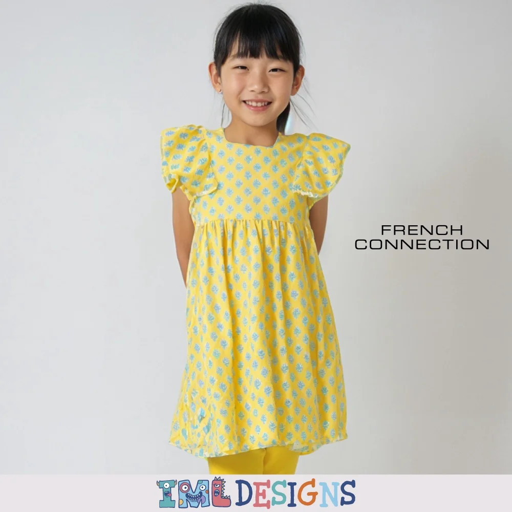 French Connection Girls Floral Smocked Square Neck Sundress with Lace Trim for Kids (Sizes 4-16) | Walmart (US)