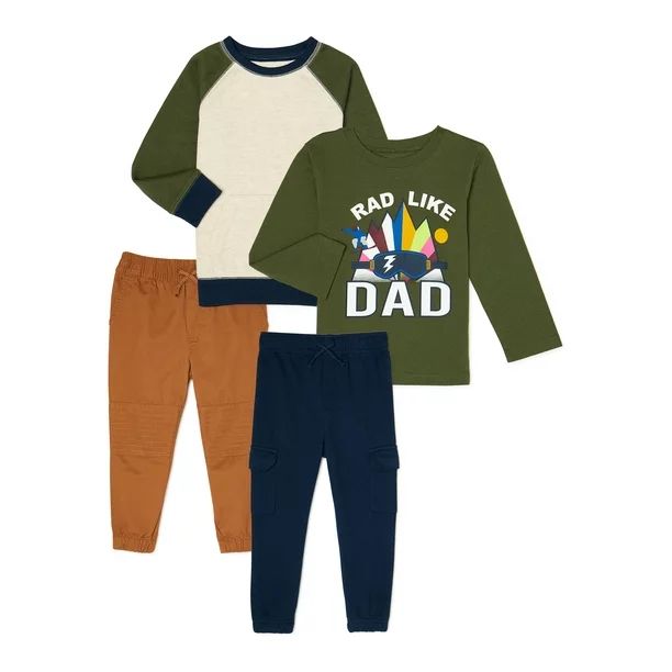 Garanimals Baby Boy & Toddler Boy Long-Sleeve T-Shirts & Jogger Pants Outfit Set, 4-Piece (12M-5T... | Walmart (US)