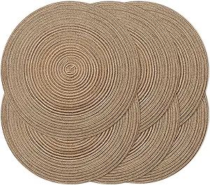 Round Braided Placemats 15 Inch Round Table Mats for Dining Tables Natural Woven Heat Resistant P... | Amazon (US)