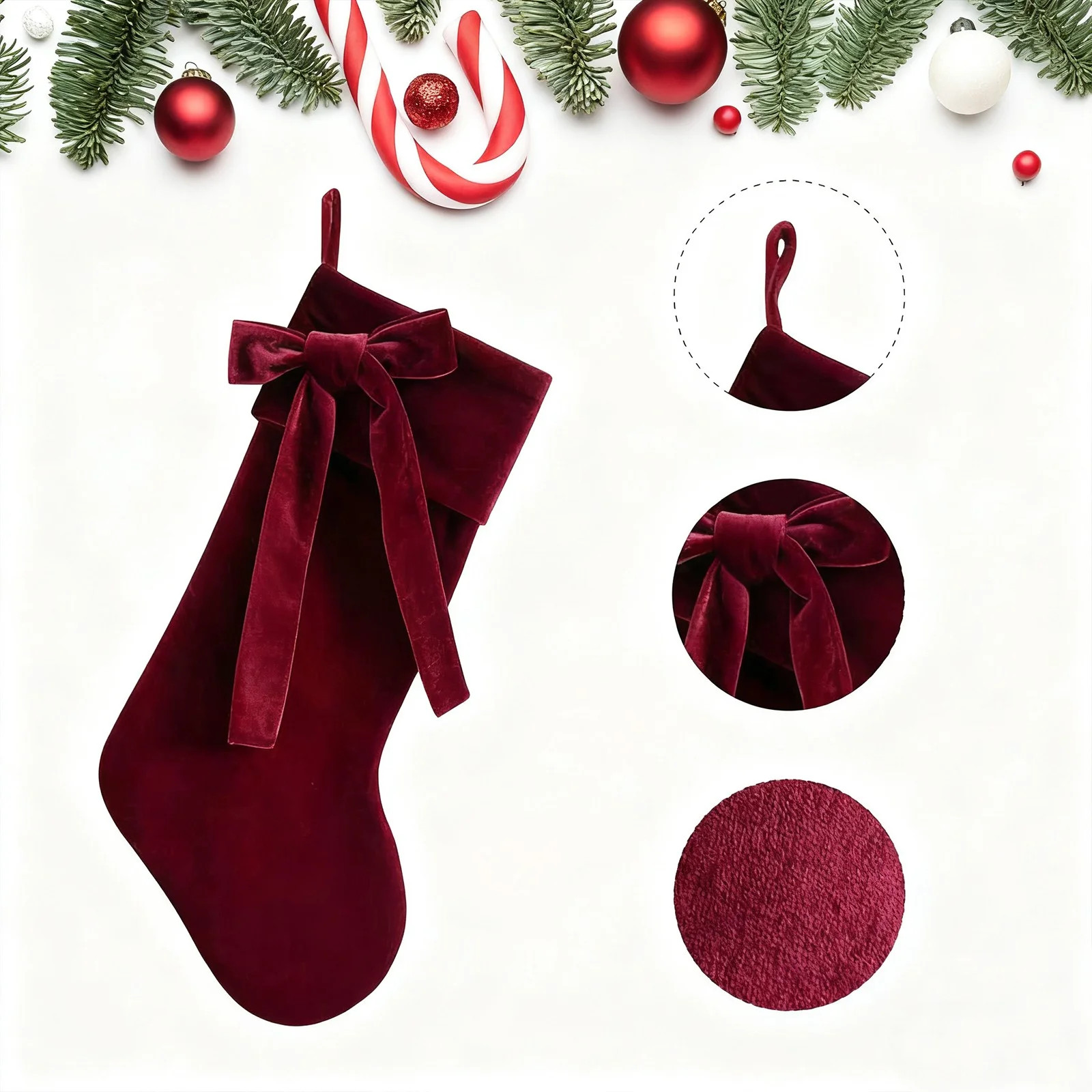 Ajhhao 19 Inches Velvet Christmas Stockings, Vintage Christmas Stockings, with Velvet Bow for Fir... | Walmart (US)