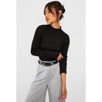 Womens Rib Knit Turtle Neck Top - Black - S | boohoo (US & Canada)