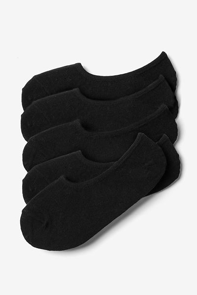 Black Carded Cotton Black No-Show 5 Sock Pack | Ties.com | Ties.com