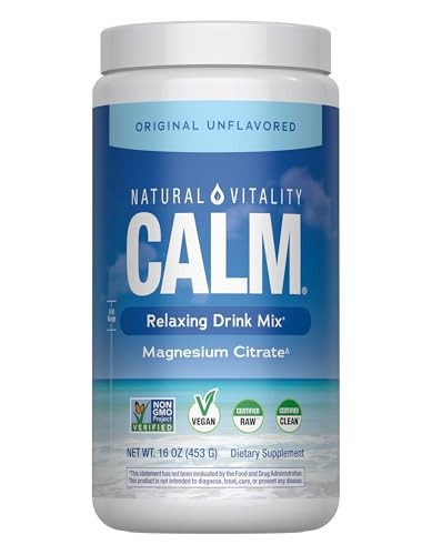 Natural Vitality Calm, Magnesium Supplement, Anti-Stress Drink Mix Powder, Gluten Free, Vegan, & Non-GMO, Original Unflavored, 16 oz | Amazon (US)