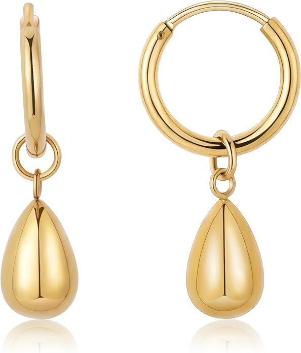 HBFashion Gold Hoop Earrings for Women Gold Hoop Huggie Earrings Chunky Dangle Earrings,14K Gold ... | Amazon (US)