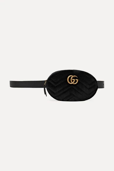 Gucci - Gg Marmont Quilted Velvet Belt Bag - Black | NET-A-PORTER (US)