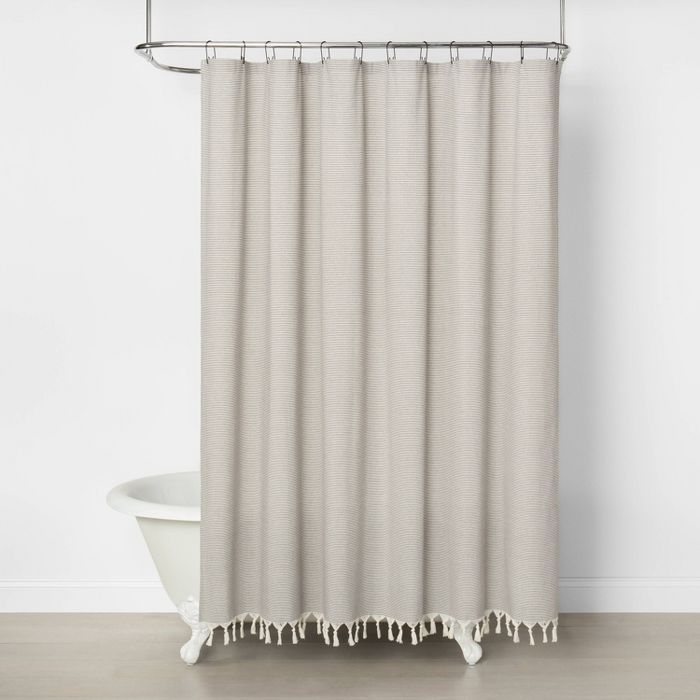 Railroad Stripe Shower Curtain Gray - Hearth & Hand™ with Magnolia | Target