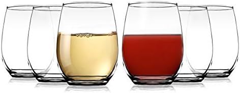 Modvera 20oz Red & White Stemless Wine Glass Set of 6 | Large Size for Enhanced Aeration with Dur... | Amazon (US)