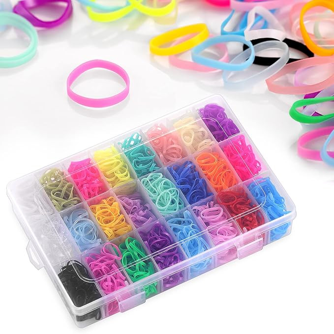 Funtopia Hair Rubber Bands, 1500 Pcs Small Elastic Hair Ties with Organizer Box Colorful Hair Tie... | Amazon (US)