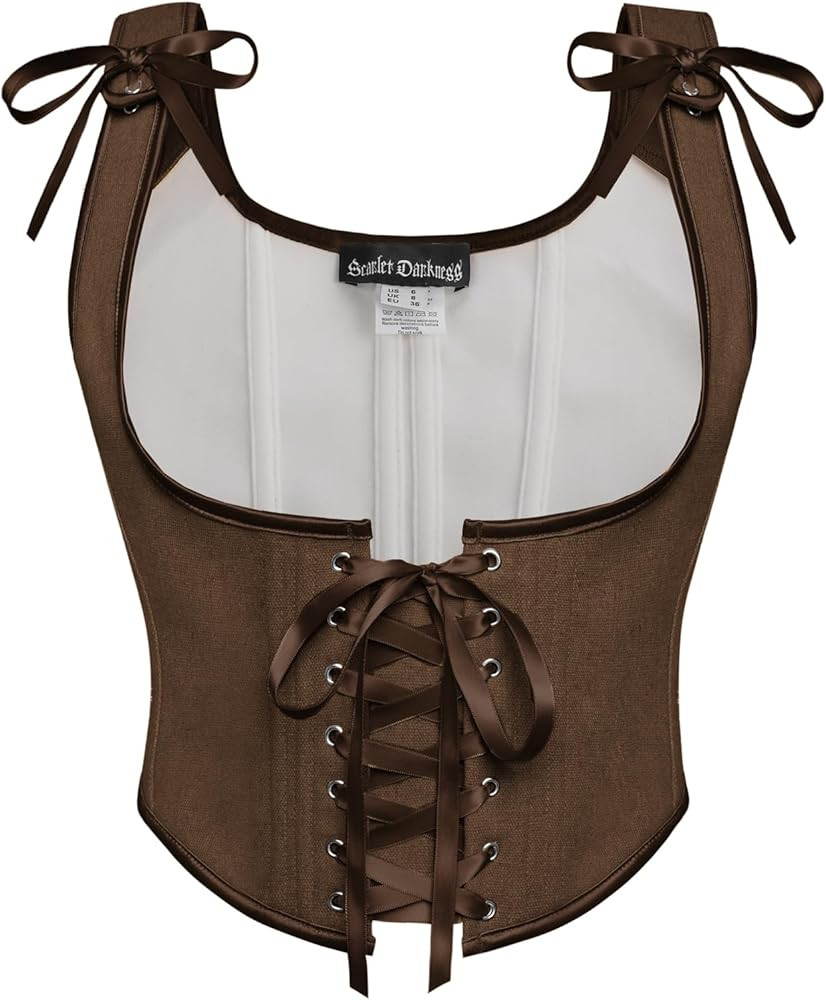 Scarlet Darkness Women's Renaissance Corset Tops Lace-up Boned Fairycore Pirate Underbust Corsets | Amazon (US)