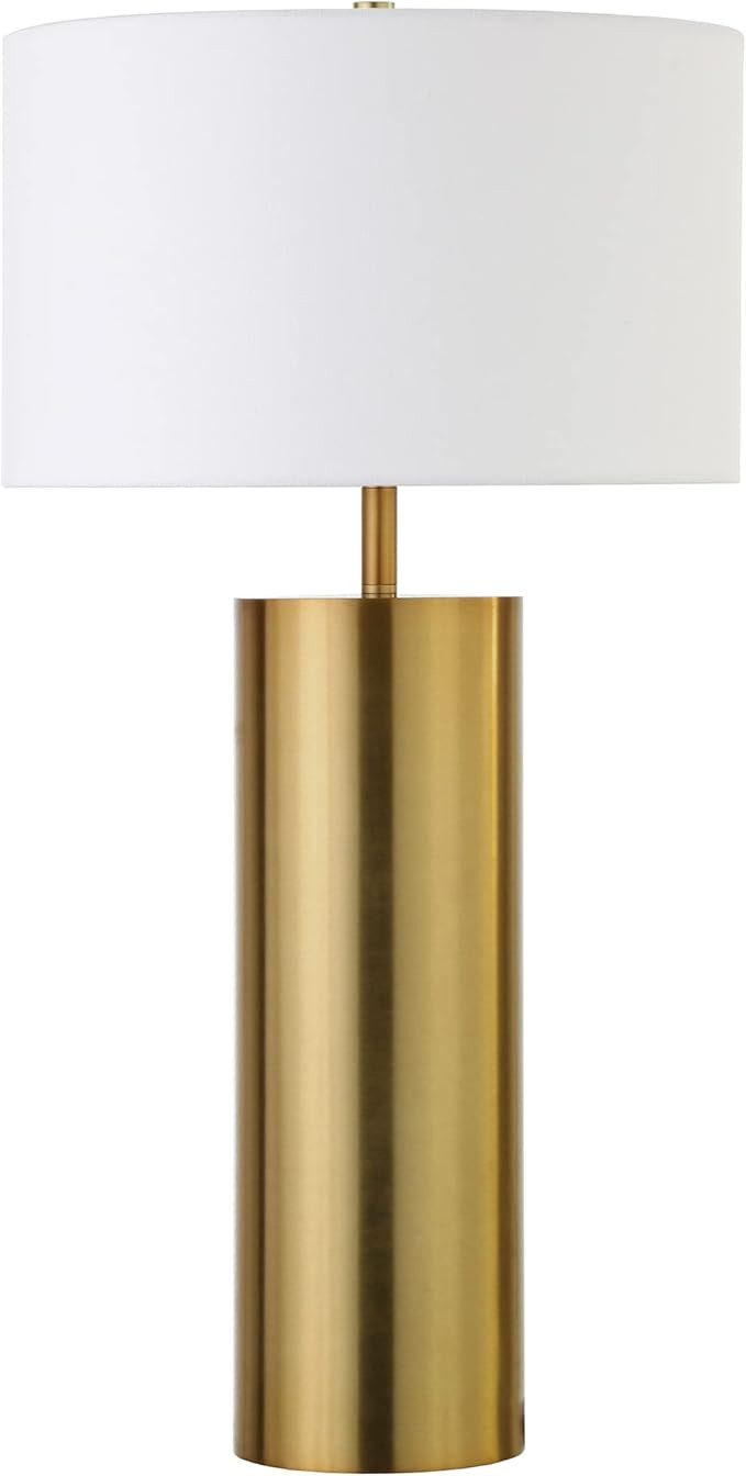 Henn&Hart 29.5'' Mid-Century Modern 1-Light Table Lamp with White Fabric Drum Shade for Living Ro... | Amazon (US)