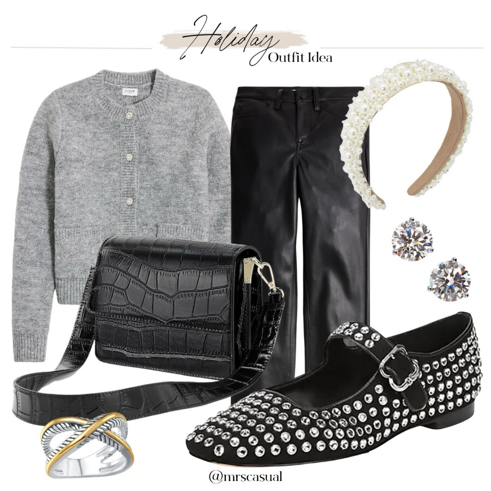 Holiday outfit idea  studded flats faux leather pants 

#LTKCyberWeek 

#LTKfindsunder50 #LTKHoliday