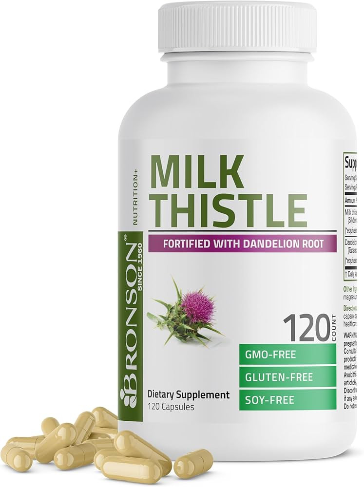 Bronson Milk Thistle Silymarin Marianum & Dandelion Root Liver Health Support, Antioxidant Suppor... | Amazon (US)