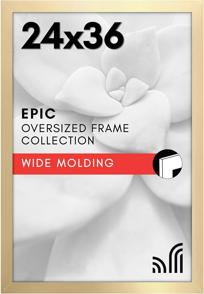 Americanflat 24x36 Poster Frame with Polished Plexiglass - Gold Picture Frame - Wide Photo Frames... | Amazon (US)