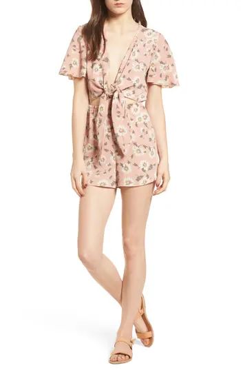 Women's Show Me Your Mumu Gia Tie Waist Romper, Size Small - Coral | Nordstrom