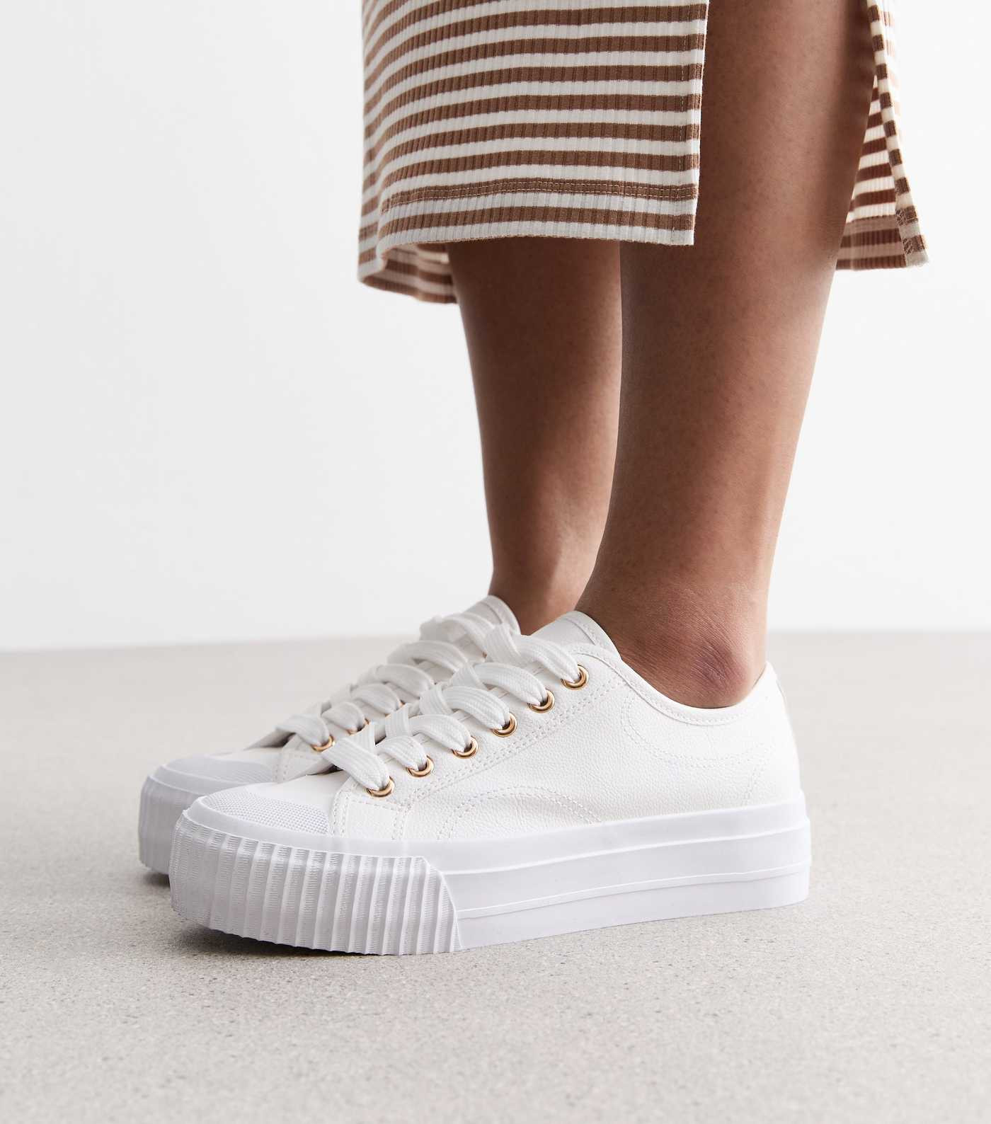 White Leather-Look Lace Up Chunky Trainers
						
						Add to Saved Items
						Remove from Save... | New Look (UK)