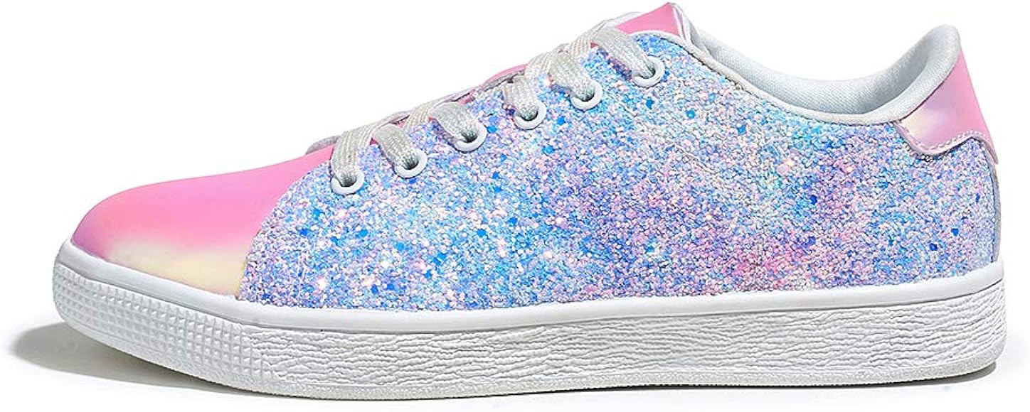 LUCKY STEP Glitter Sneakers Lace up | Fashion Sneakers | Sparkly Shoes for Women | Amazon (US)
