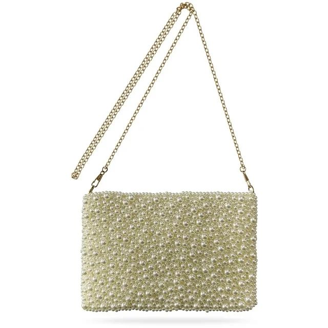 Geiomoo Luxury Pearl Purses with Chain, Women's Crossbody Beaded Evening Shoulder Bag Sparkly Gli... | Walmart (US)