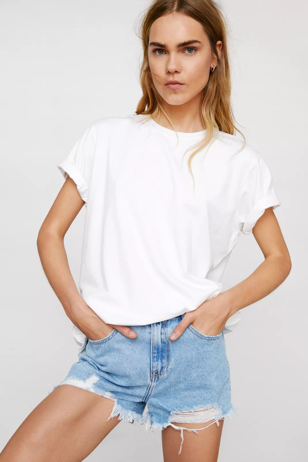Distressed High Waisted Denim Jean Shorts | Nasty Gal (US)