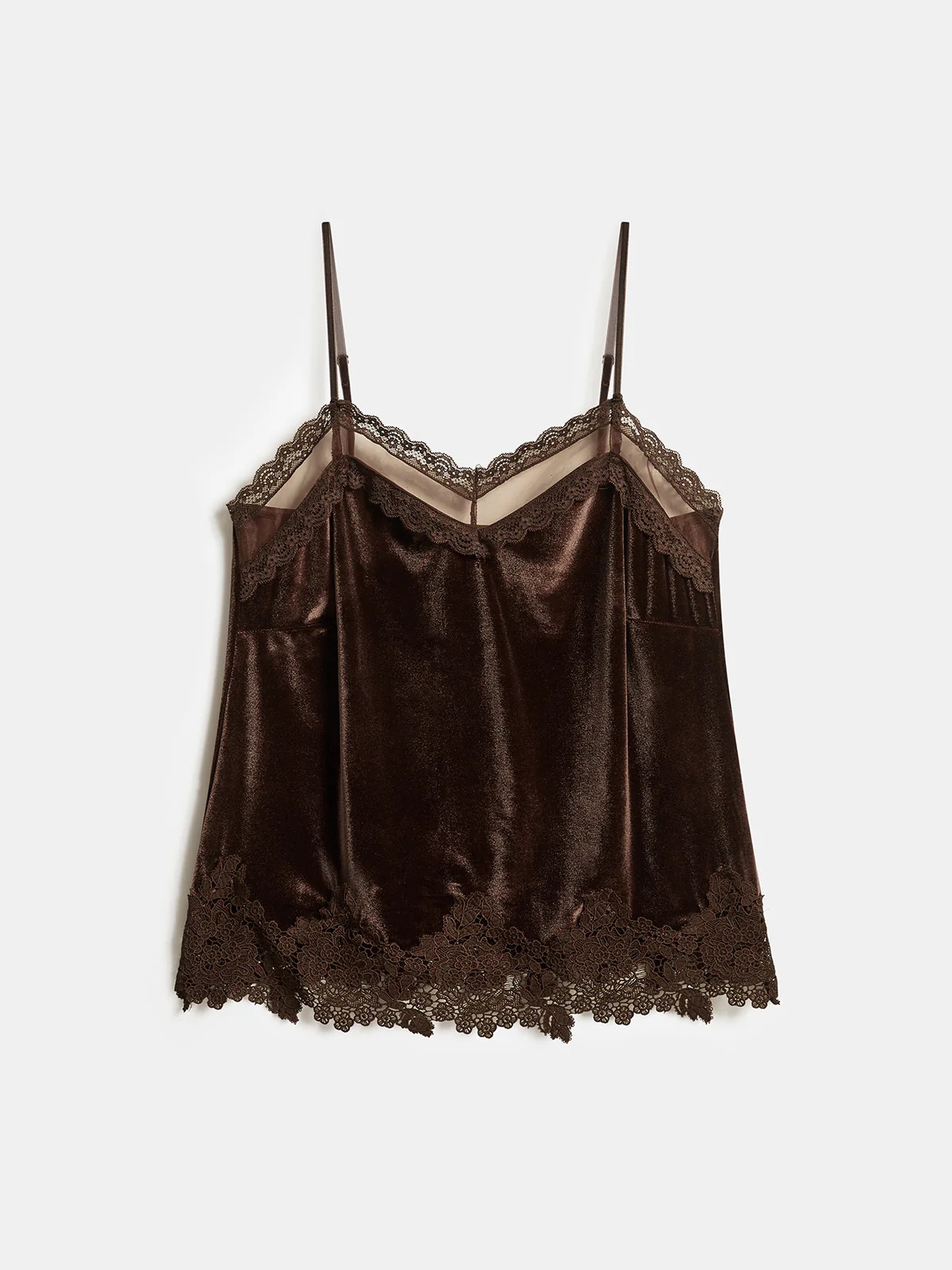 Velvet Lace Trim Cami Top | Commense