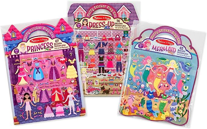 Amazon.com: Melissa & Doug Puffy Sticker Activity Books Set: Dress-Up, Princess, Mermaid - 208 Re... | Amazon (US)