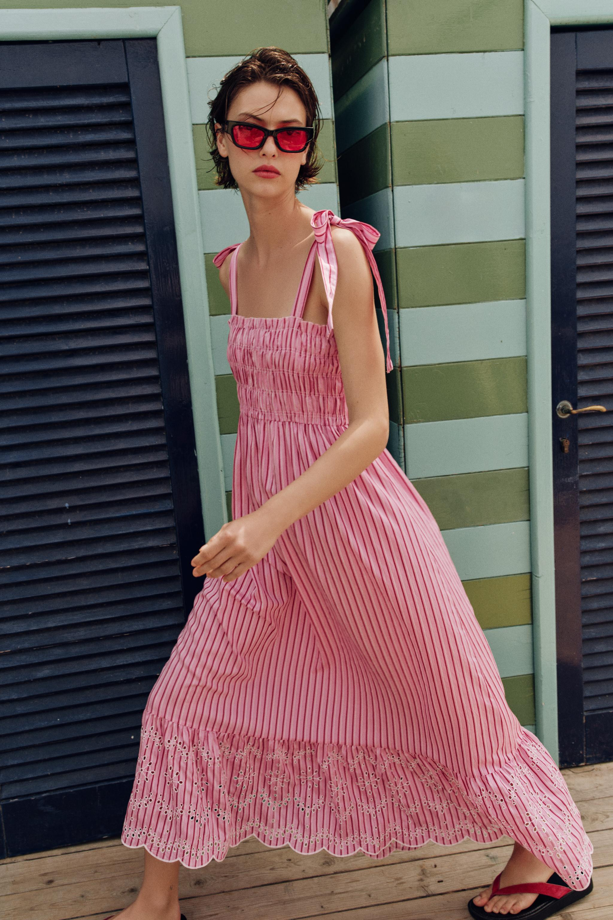 STRIPED TIED MIDI DRESS | Zara US