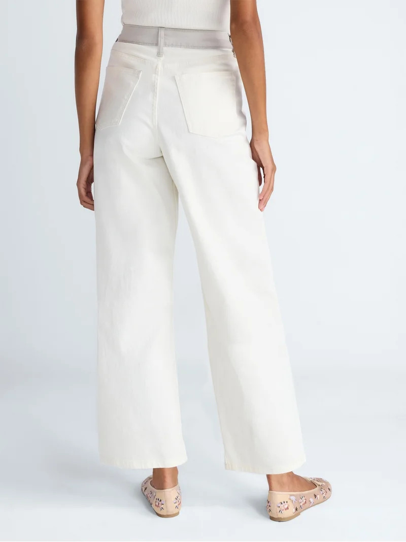 Scoop Women's and Women's Plus Mid-Rise Colorblock Wide Leg Jeans, Available in Short, Reg, and L... | Walmart (US)