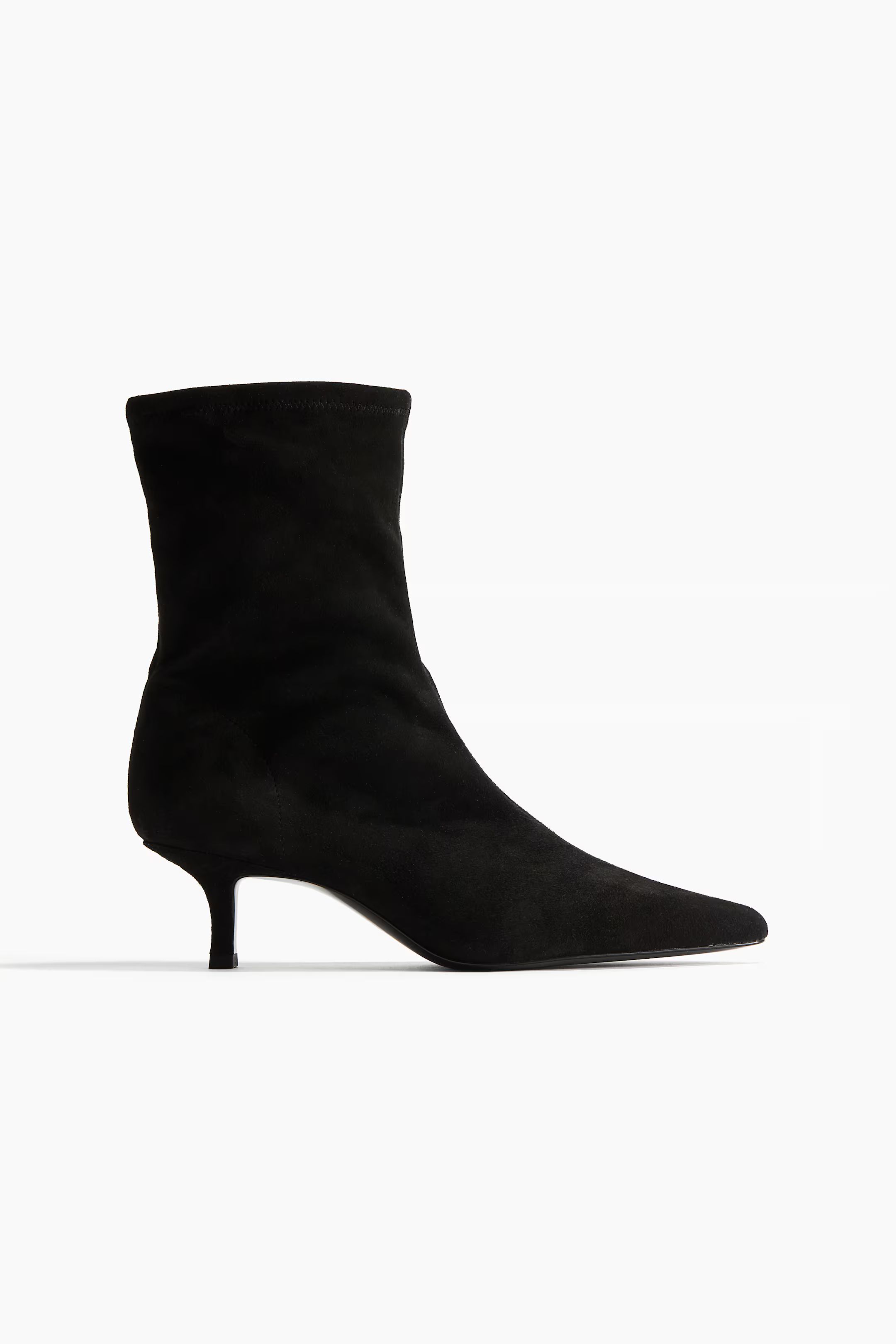 Suede sock boots - Low heel - Black - Ladies | H&M GB | H&M (UK, MY, IN, SG, PH, TW, HK)