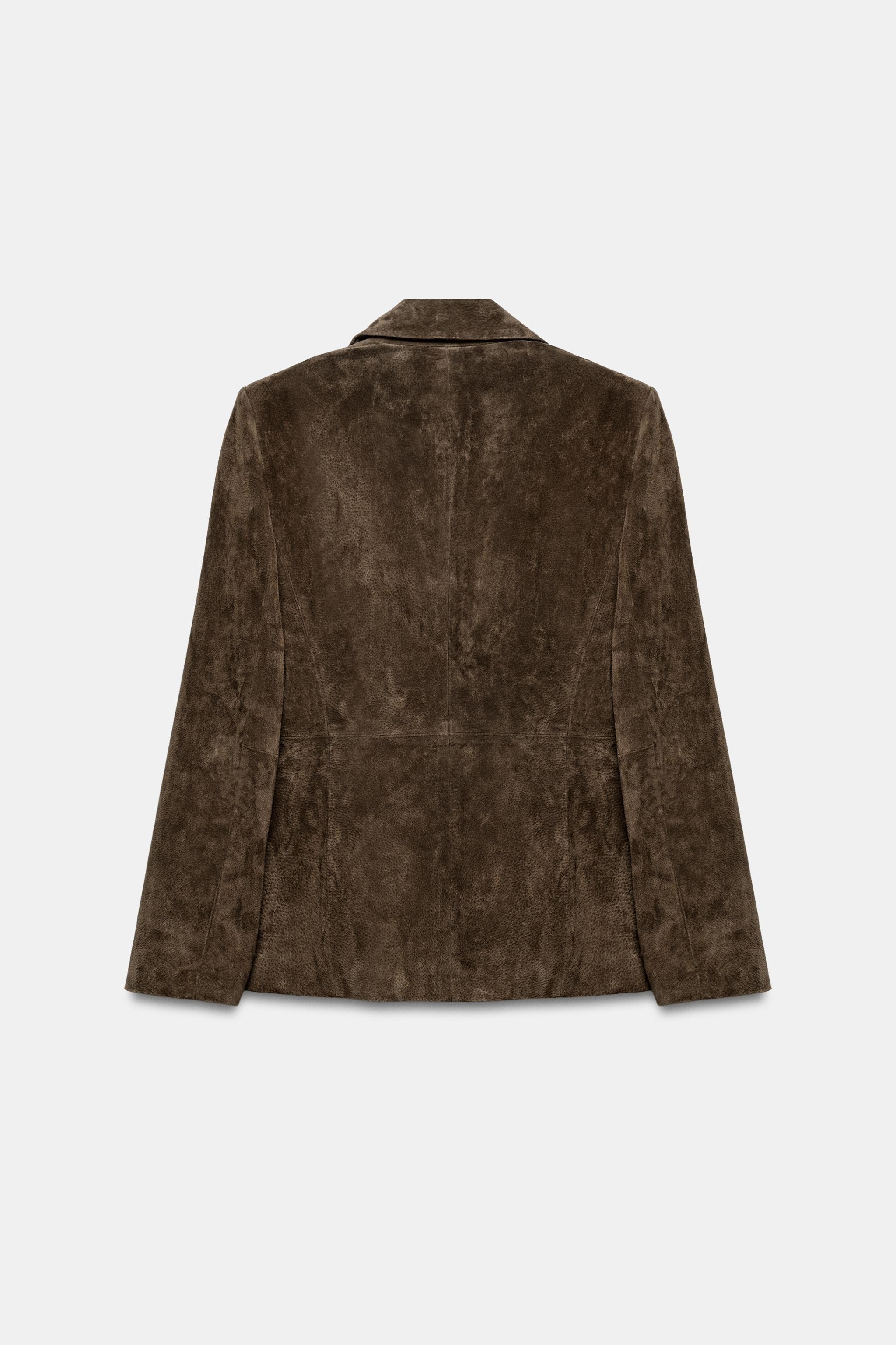 100% LEATHER SUEDE DOUBLE-BREASTED BLAZER | Zara UK