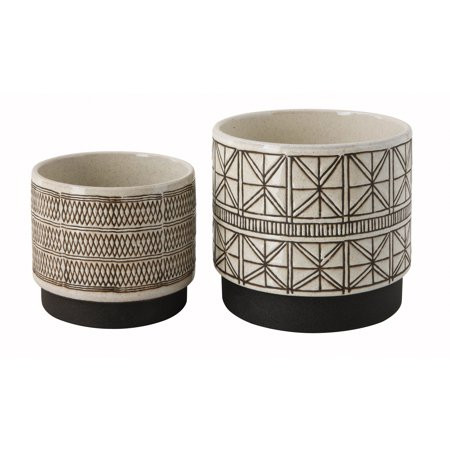 Desert Fields White Stoneware Planters with Black Designs (Set of 2 Designs) | Walmart (US)