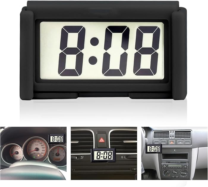 Car Dashboard Digital Clock - with Jumbo LCD Time & Day Display - Mini Automotive Stick On Watch ... | Amazon (US)