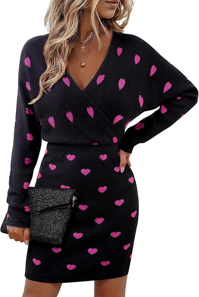 Bebonnie Womens Sexy V Neck Batwing Sleeve Sparkly Cocktail Party Sweater Dresses Holiday Bodycon... | Amazon (US)