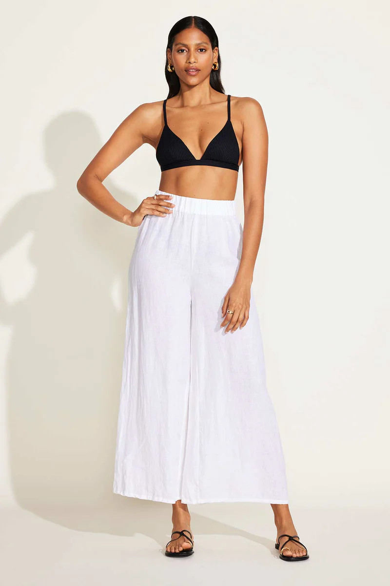 Vitamin A Tallows Linen Wide Leg Pant White EcoLinen | Vitamin A Swim