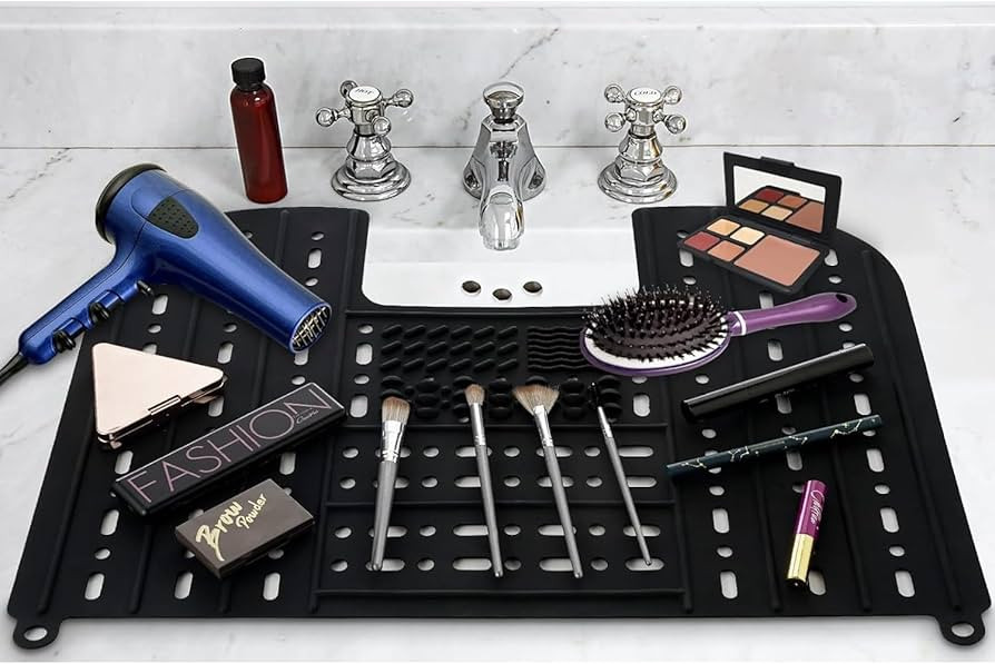 MONVIE Bathroom Sink Cover for Counter Space, Heat-Resistant Silicone Makeup Brush Cleaner Mat, F... | Amazon (US)
