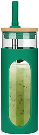 Tronco 22oz Glass Tumbler with Bamboo Lid and Straw, Glass Cup For Boba,Iced Coffee,Smoothie, Spi... | Amazon (US)