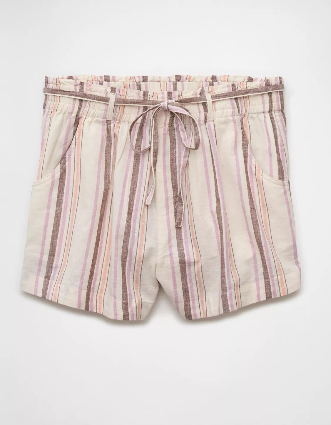 AE Sunchaser Knit High-Waisted Linen-Blend Striped Short | American Eagle Outfitters (US & CA)